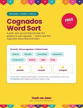 Cover of the free Cognados Word Sort